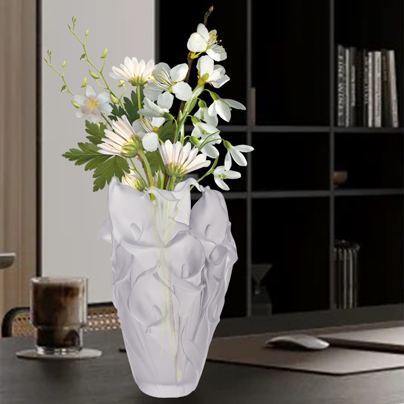 Vaxformad glasvas för vardagsrum Blomarrangemang Kristallglas Konstnärlig konserverad blomhållare Hemmatbord Dekorativ prydnad Calla Lily Vase