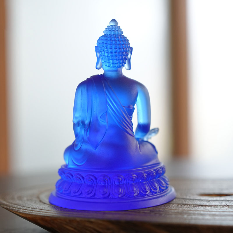 Färgad glasyr Medicin Buddha statyer