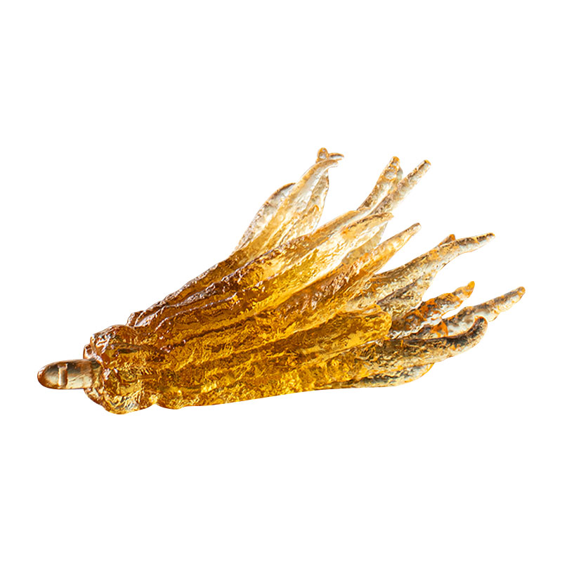 Handformad rökelsehållare i guldfärgat glas