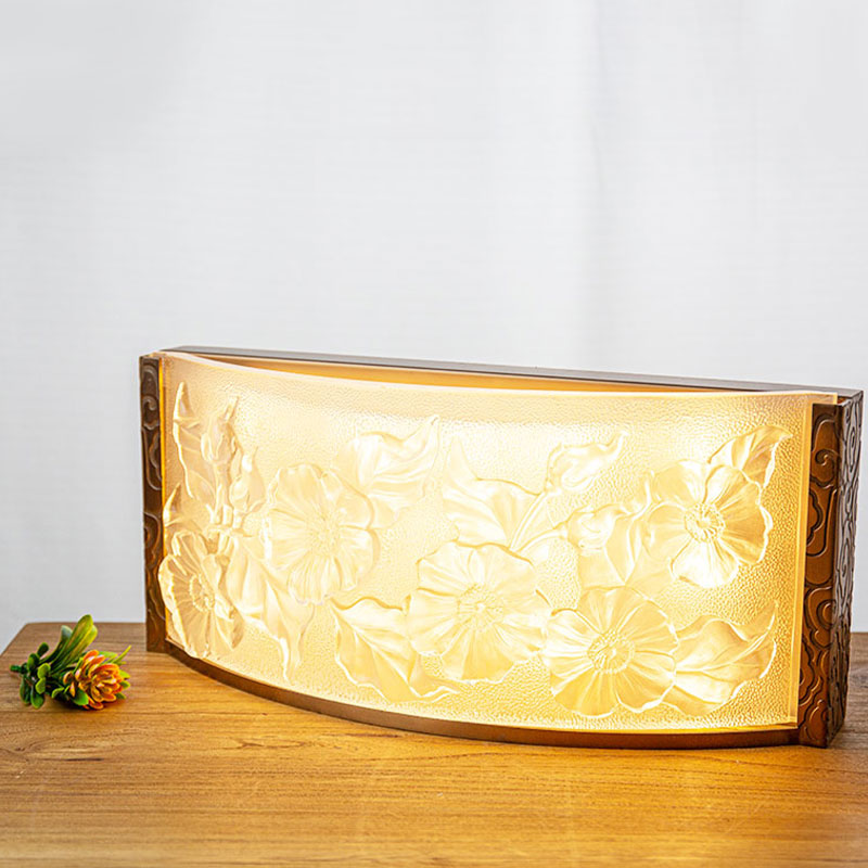 Glas dekorativa lampornament med hibiskus blommönster