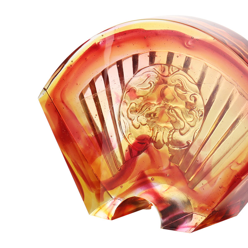 Kinesiska solfjäderformade prydnader i glaserat glas