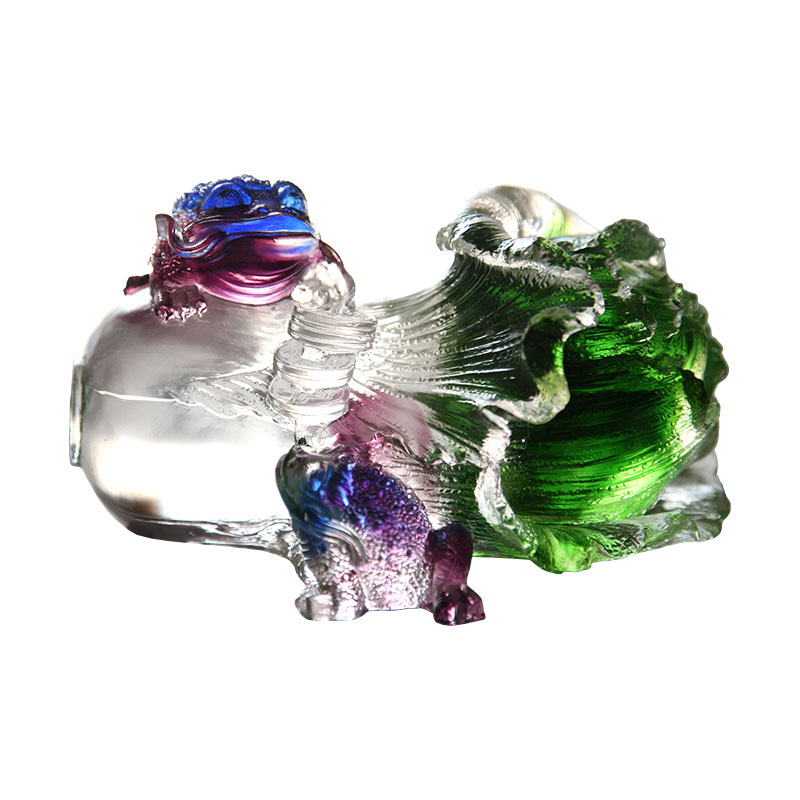 Kristallglas gyllene padda skulptur prydnader