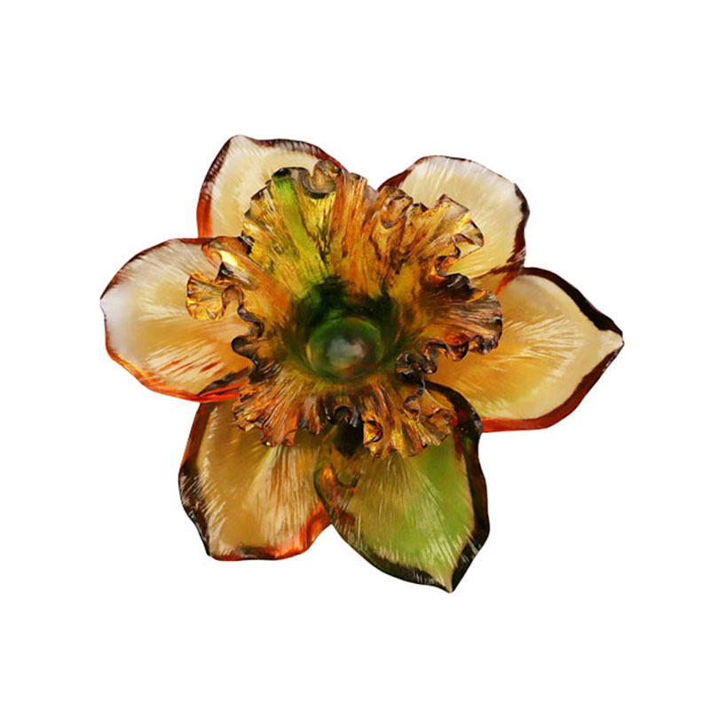 Kronbladsformad ljushållare av glas