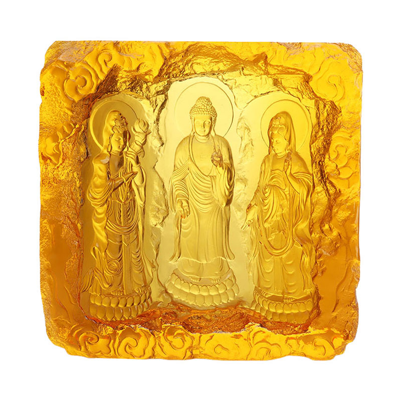 Tre västra helgon Buddha glasfigurer staty