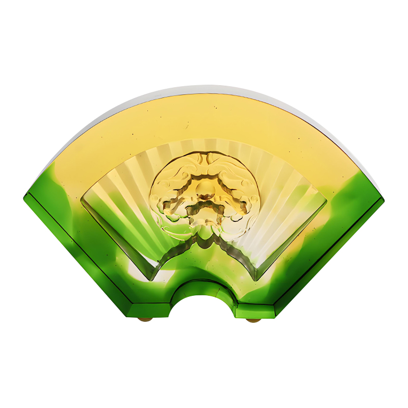 Kinesiska solfjäderformade prydnader i glaserat glas