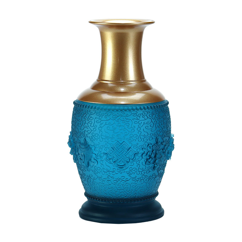 Kungsblå åtta lovande symboler buddhistiska altare Kristallglas erbjudanden