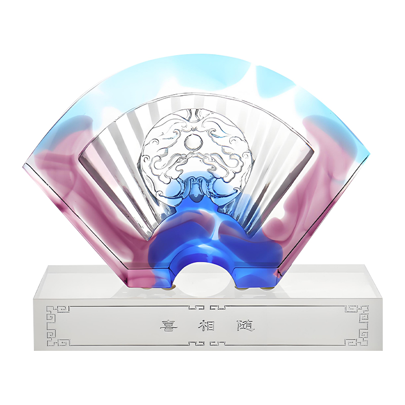 Kinesiska solfjäderformade prydnader i glaserat glas