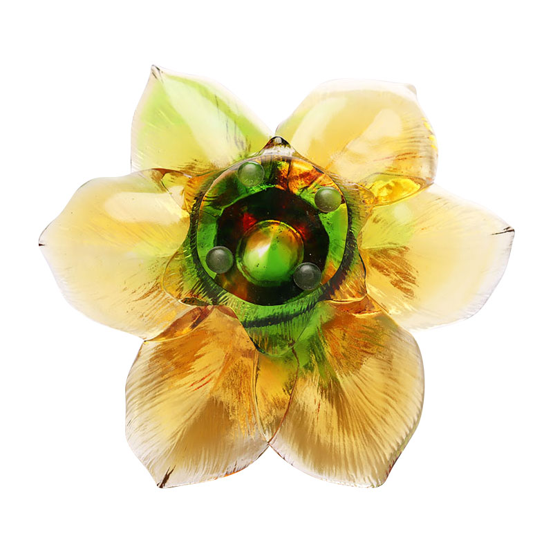 Kronbladsformad ljushållare av glas