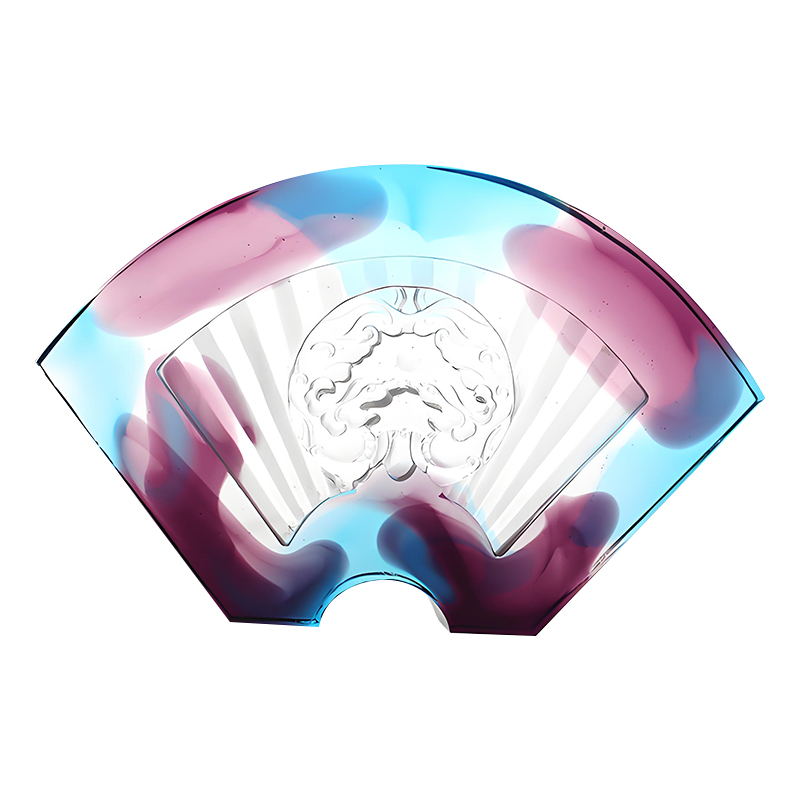 Kinesiska solfjäderformade prydnader i glaserat glas