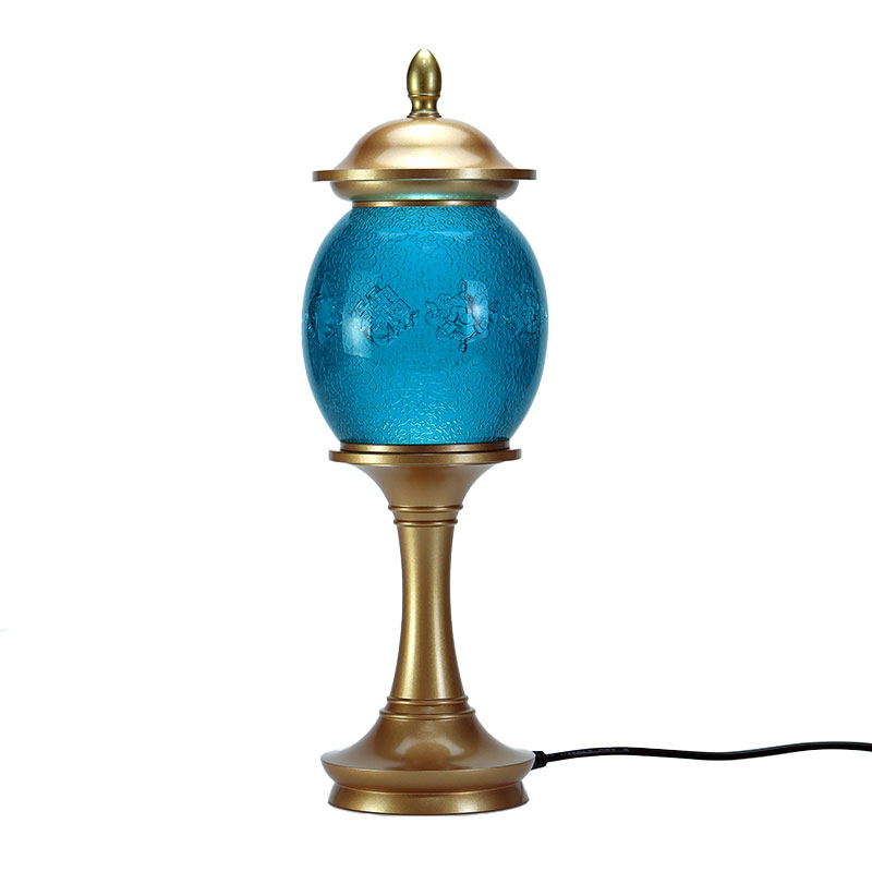 Kungsblå åtta lovande symboler buddhistiska altare Kristallglas erbjudanden