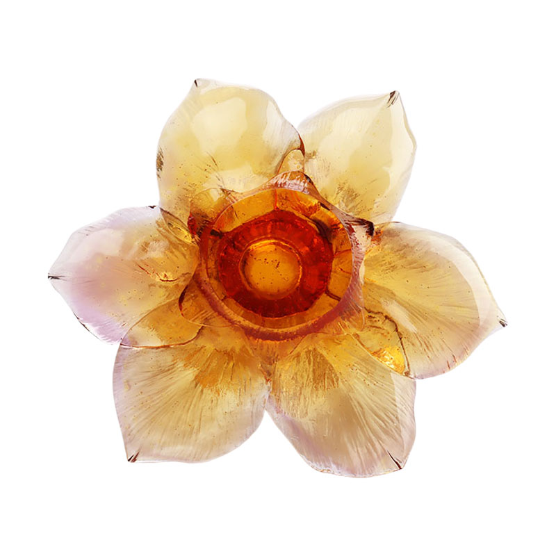 Kronbladsformad ljushållare av glas