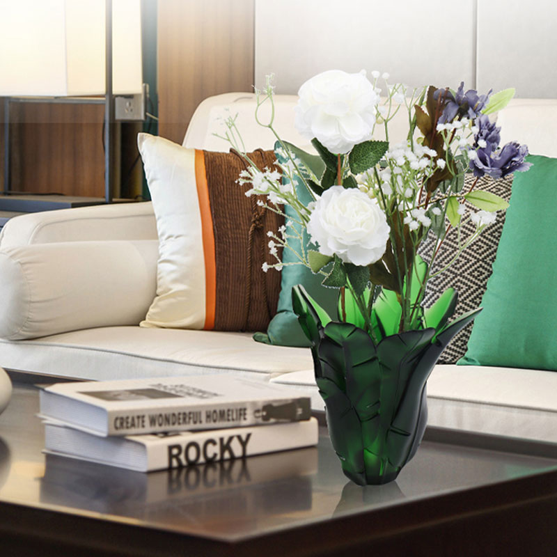 Heminredning Grön bananblad glasvas