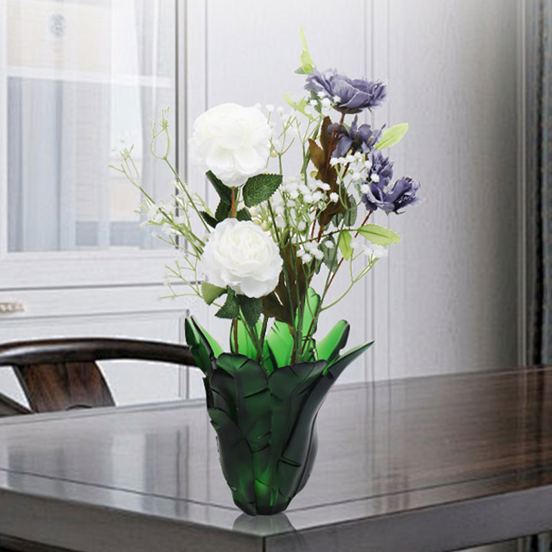 Heminredning Grön bananblad glasvas