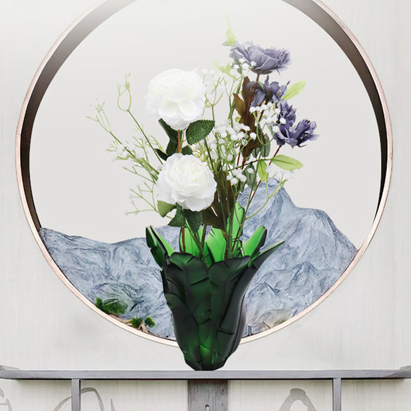 Heminredning Grön bananblad glasvas