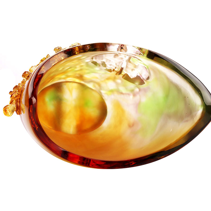 Hemdekorationer Plum blossom snidad design bärnstensglas vas