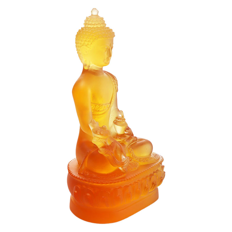 Färgglad Liuli Crystal Medicine Buddha staty