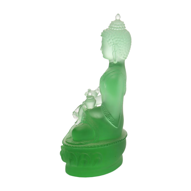 Färgglad Liuli Crystal Medicine Buddha staty