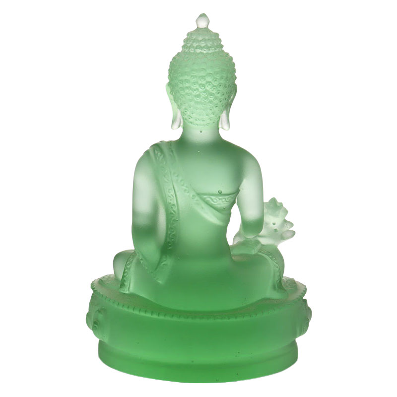 Färgglad Liuli Crystal Medicine Buddha staty