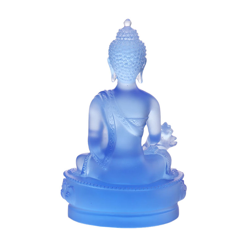Färgglad Liuli Crystal Medicine Buddha staty