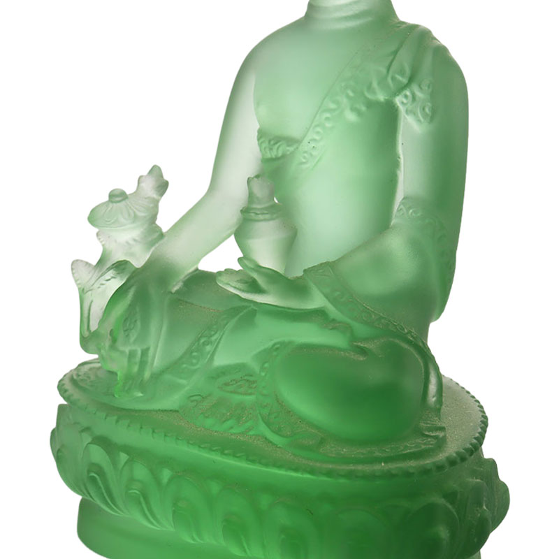 Färgglad Liuli Crystal Medicine Buddha staty