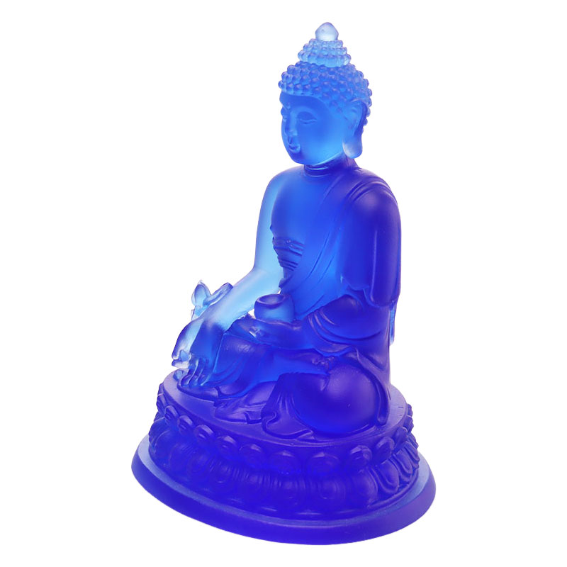 Färgglad Liuli Crystal Medicine Buddha staty