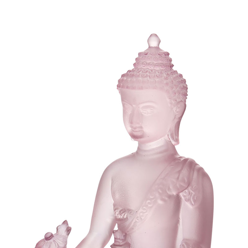 Färgglad Liuli Crystal Medicine Buddha staty