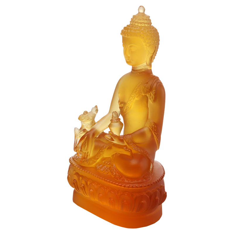 Färgglad Liuli Crystal Medicine Buddha staty