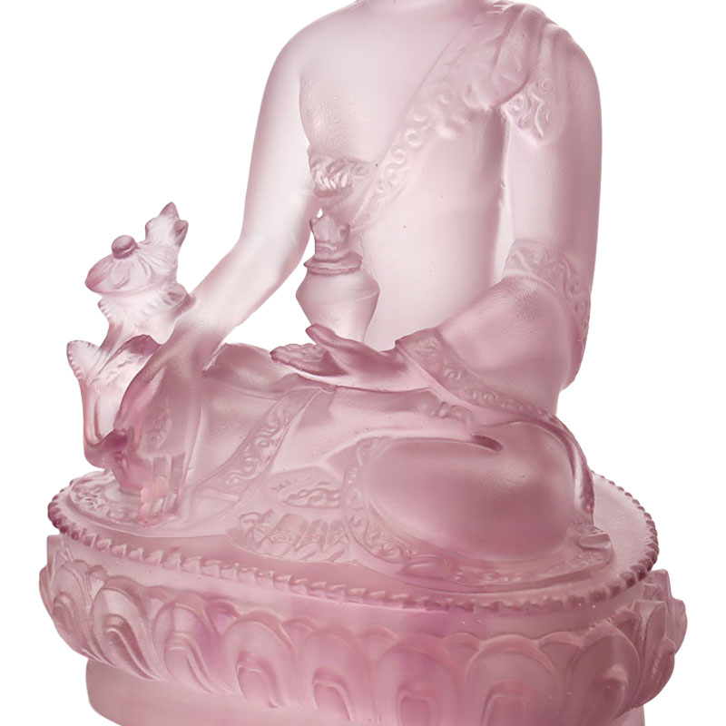Färgglad Liuli Crystal Medicine Buddha staty