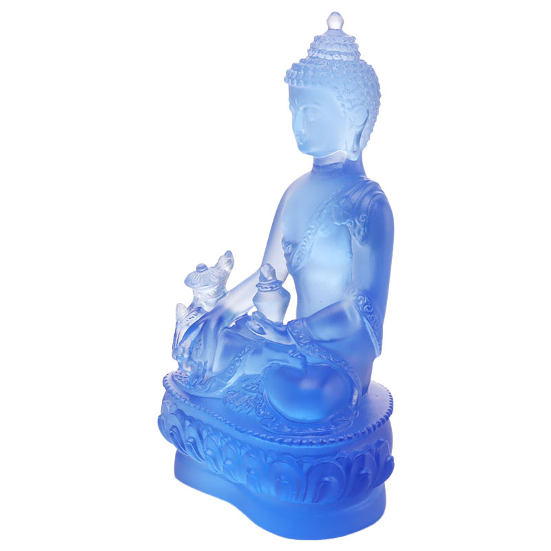 Färgglad Liuli Crystal Medicine Buddha staty