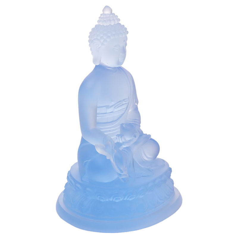 Färgglad Liuli Crystal Medicine Buddha staty