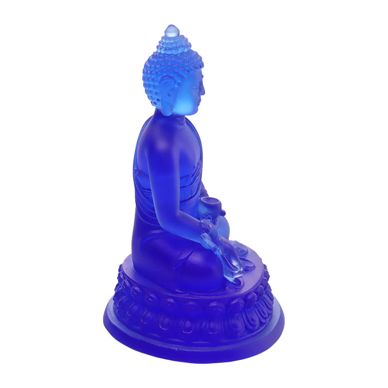 Färgglad Liuli Crystal Medicine Buddha staty