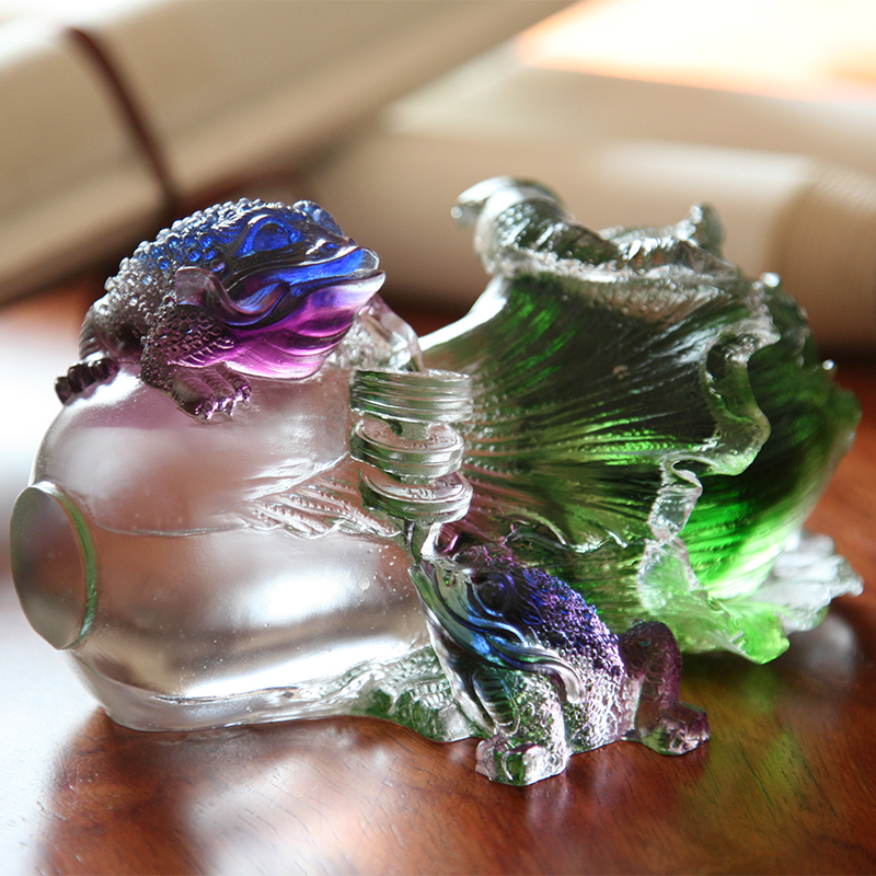 Kristallglas gyllene padda skulptur prydnader