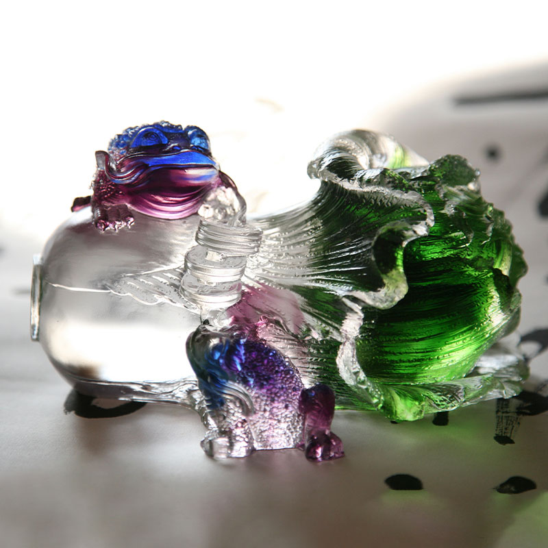 Kristallglas gyllene padda skulptur prydnader