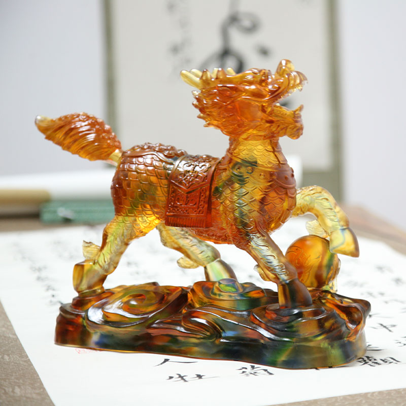 Kristallglas Kirin figurer Ornament