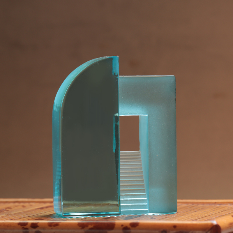 Gradient blå frostat glas kinesiska leksaker prydnader