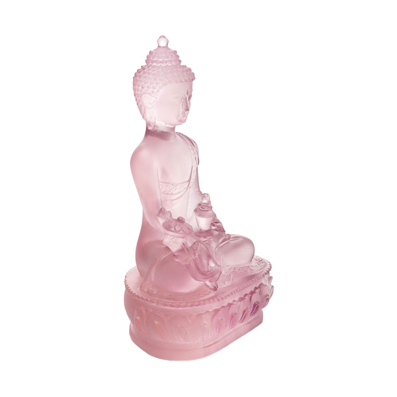 Färgglad Liuli Crystal Medicine Buddha staty