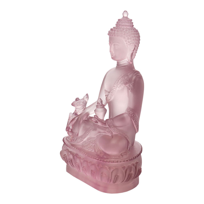 Färgglad Liuli Crystal Medicine Buddha staty