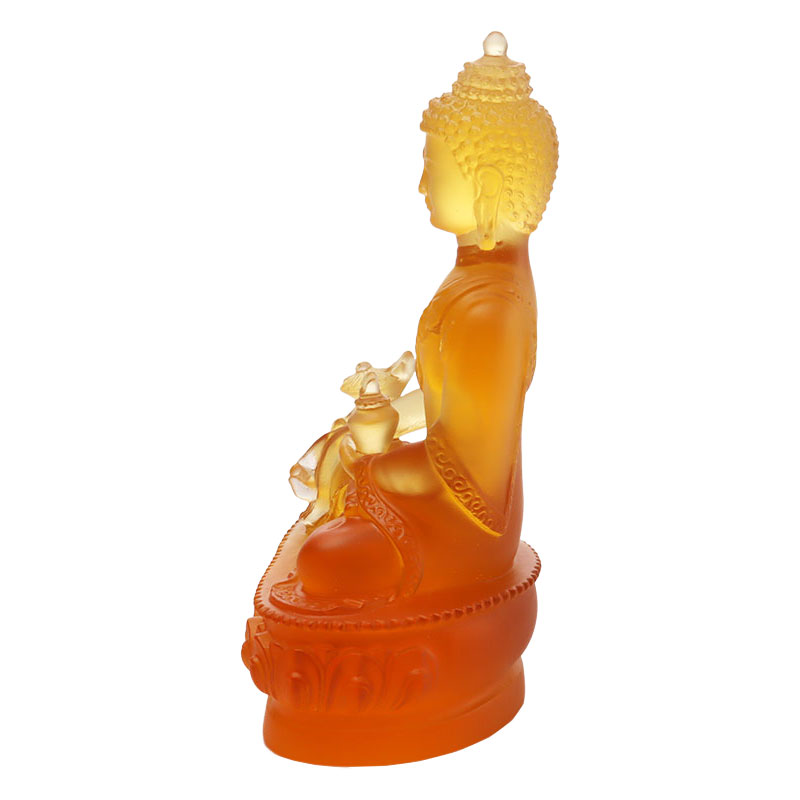 Färgglad Liuli Crystal Medicine Buddha staty