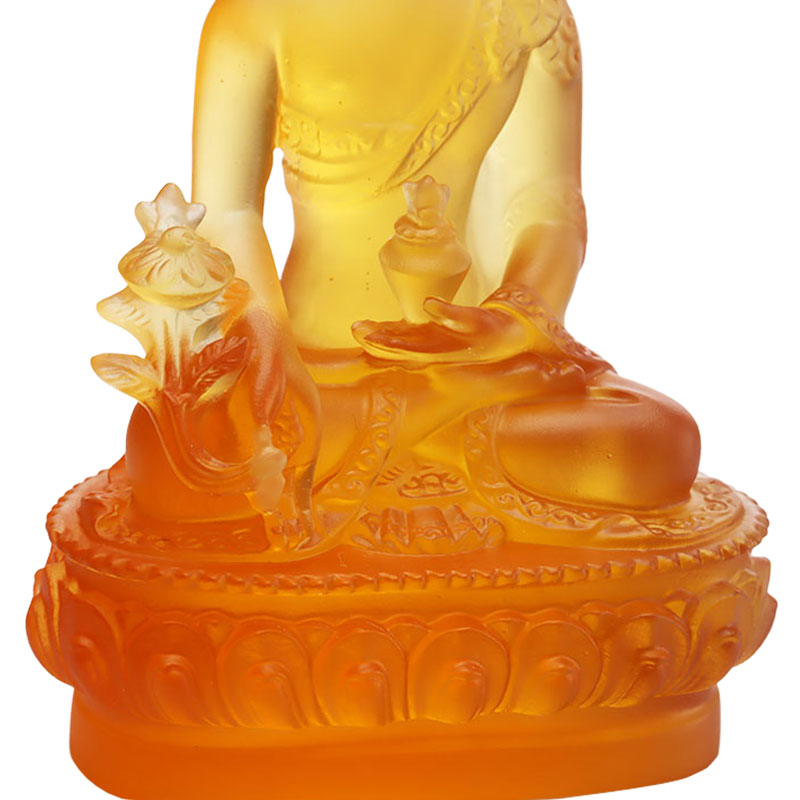 Färgglad Liuli Crystal Medicine Buddha staty