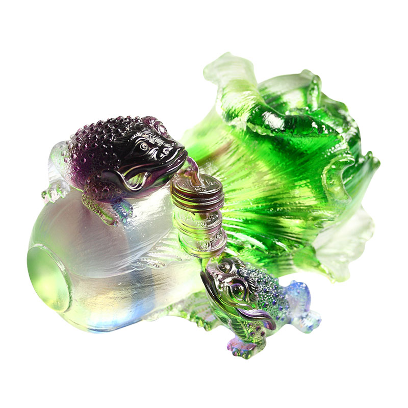 Kristallglas gyllene padda skulptur prydnader