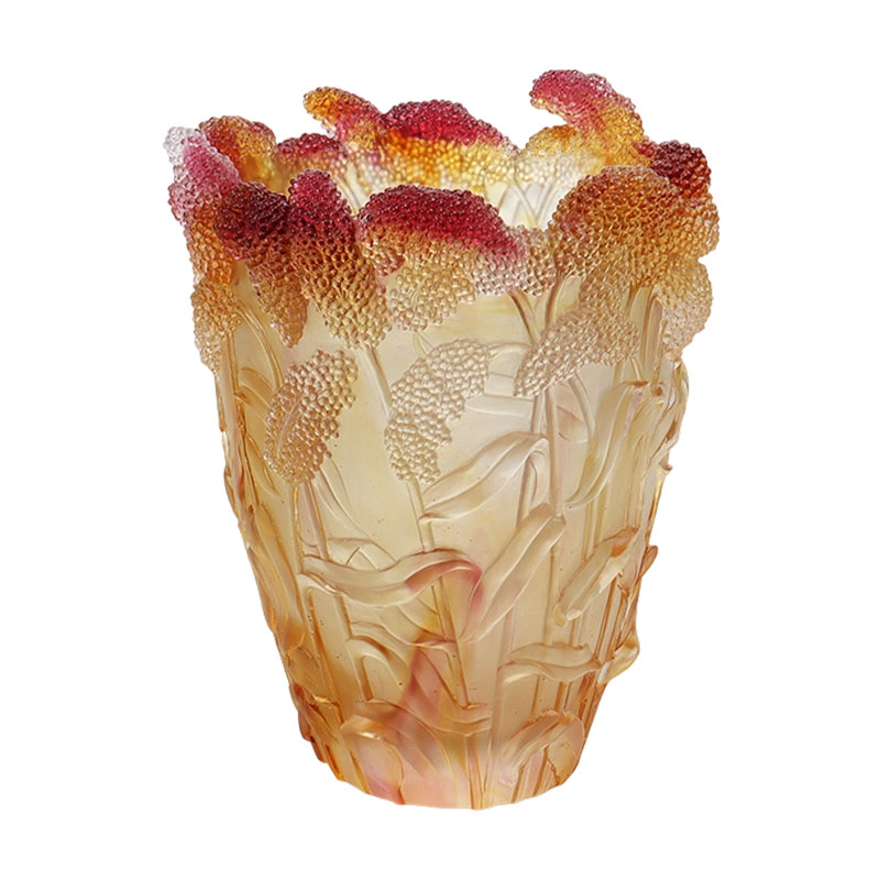 Lost-wax Gjutglas Heminredning Kristallglas Vas “Harvest (Red Sorghum) Vase”