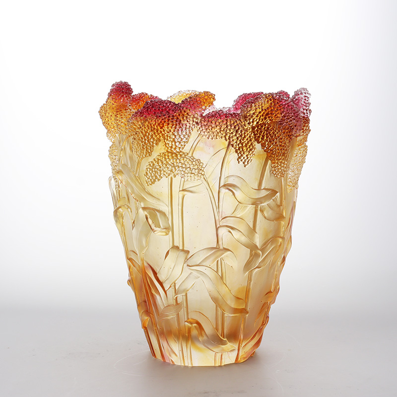 Lost-wax Gjutglas Heminredning Kristallglas Vas “Harvest (Red Sorghum) Vase”